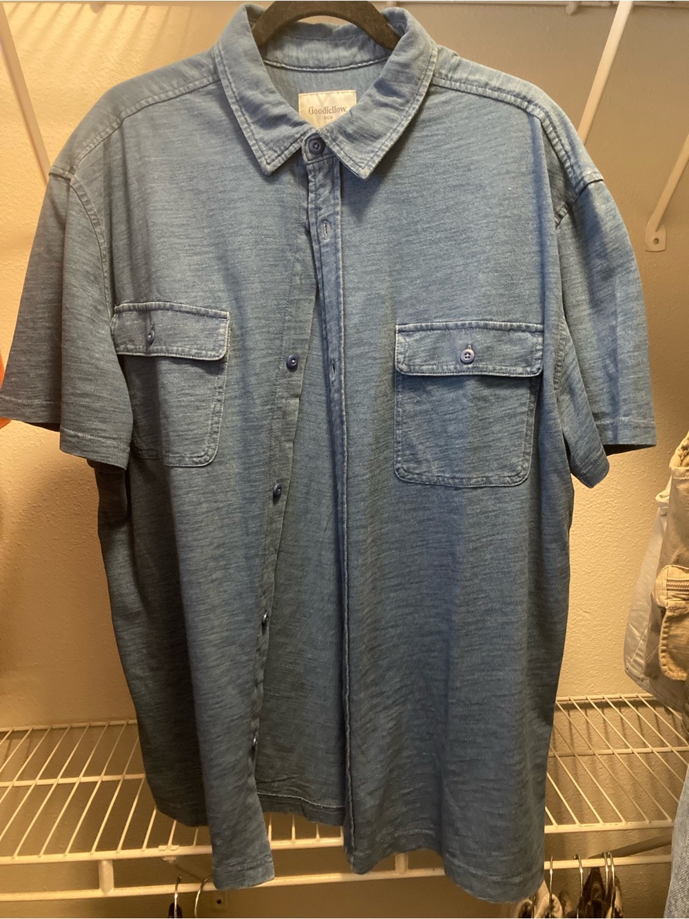 Goodfellow & Co Short Sleeve Button-Down Shirt - Denim Blue